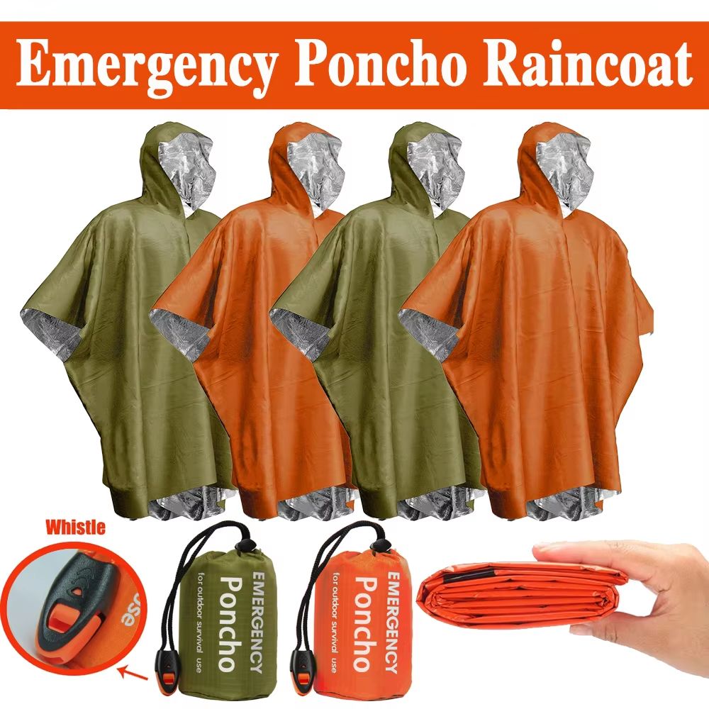 Emergency Poncho Rain - Аварийный дождевой плащ-пончо, термоодеяло-пончо, защита от
